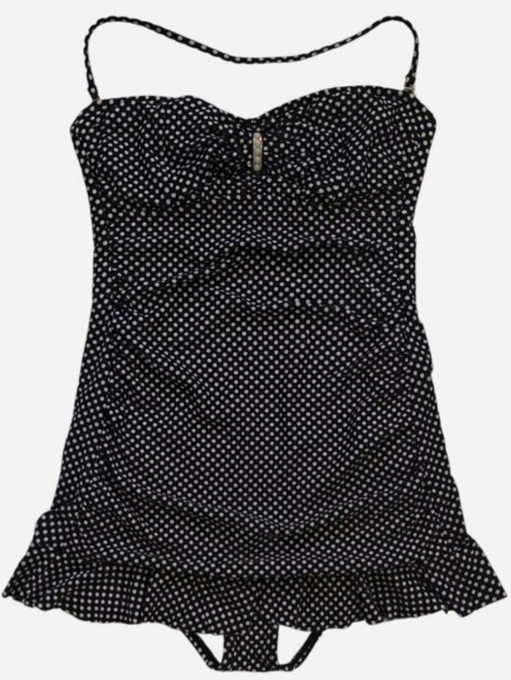 Allen B. By Allen Schwartz Black & White Polka Dot One-Piece Swimsuit Small (6) - Picture 9 of 9